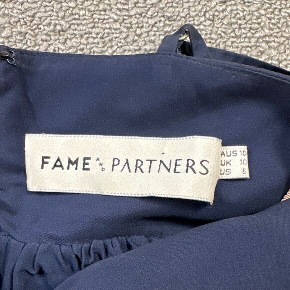 Fame and Partners Formal Dress High Low Prom Homecoming Wedding Navy Blue Size 6 - Picture 8 of 9